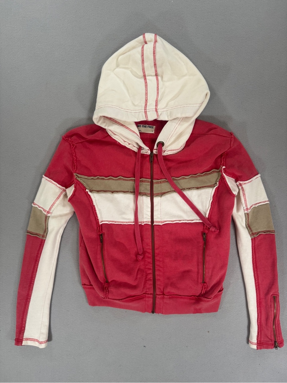 Free People We The Free Cori Moto Colorblock Zip Hoodie Jacket Small Festival - Picture 4 of 13